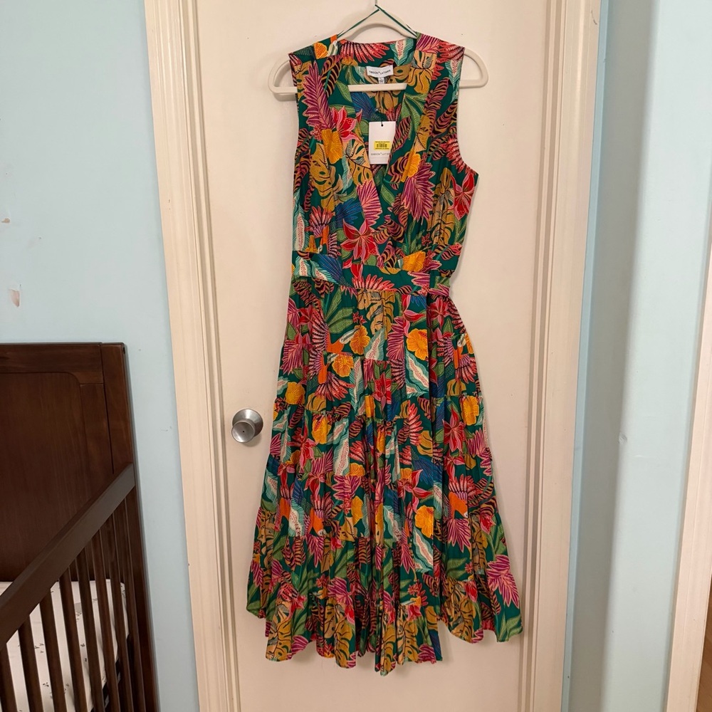 Gibson Latimer Tropical Printed Tiered Dress - Picture 2 of 5
